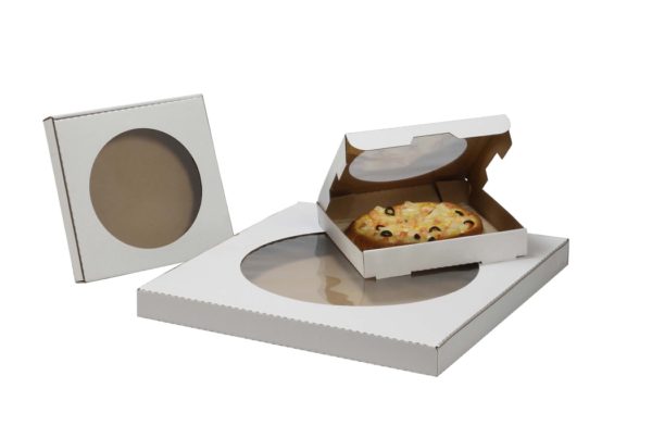 Cajas de pizza con ventana blancas / kraft lisas